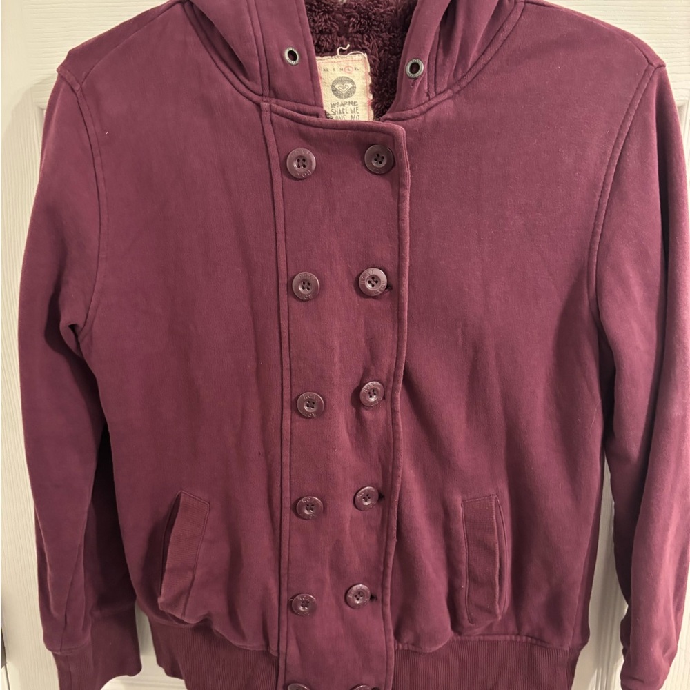 Roxy Women's Plum Bomber Plush Hoodie/Jacket- XS